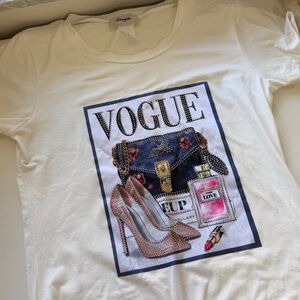 White Rhinestone Sparkly Bedazzled T-Shirt Vogue